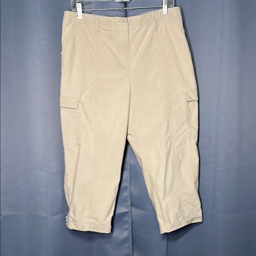 Beige Cargo Capri Pants
